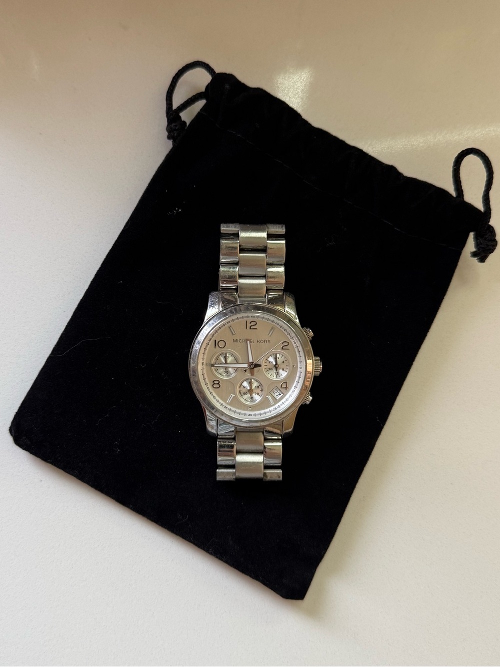 Michael Kors Silver Chronograph Watch Stainless Steel – Needs Battery